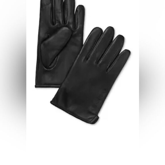 CALVIN KLEIN Men's Classic Leather Fleece-Lined Touchscreen Winter Gloves XLarge - Picture 4 of 6